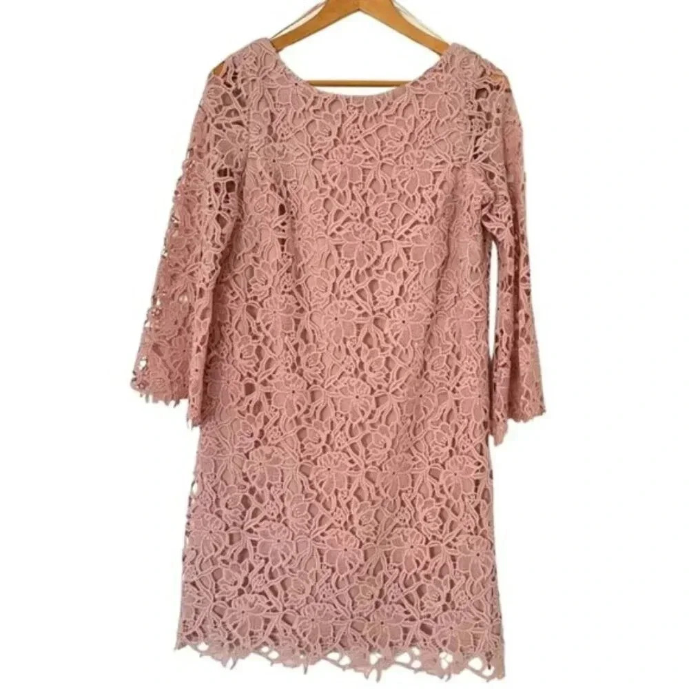 NWT 424 Fifth Lord &  Taylor Knee-Length A-Line Lace Shift Dress Blush Nude Sz 8